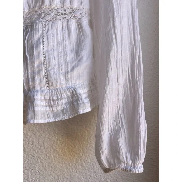 American Eagle White Lace Crochet Victorian Corset Crop Top MD - Picture 7 of 9